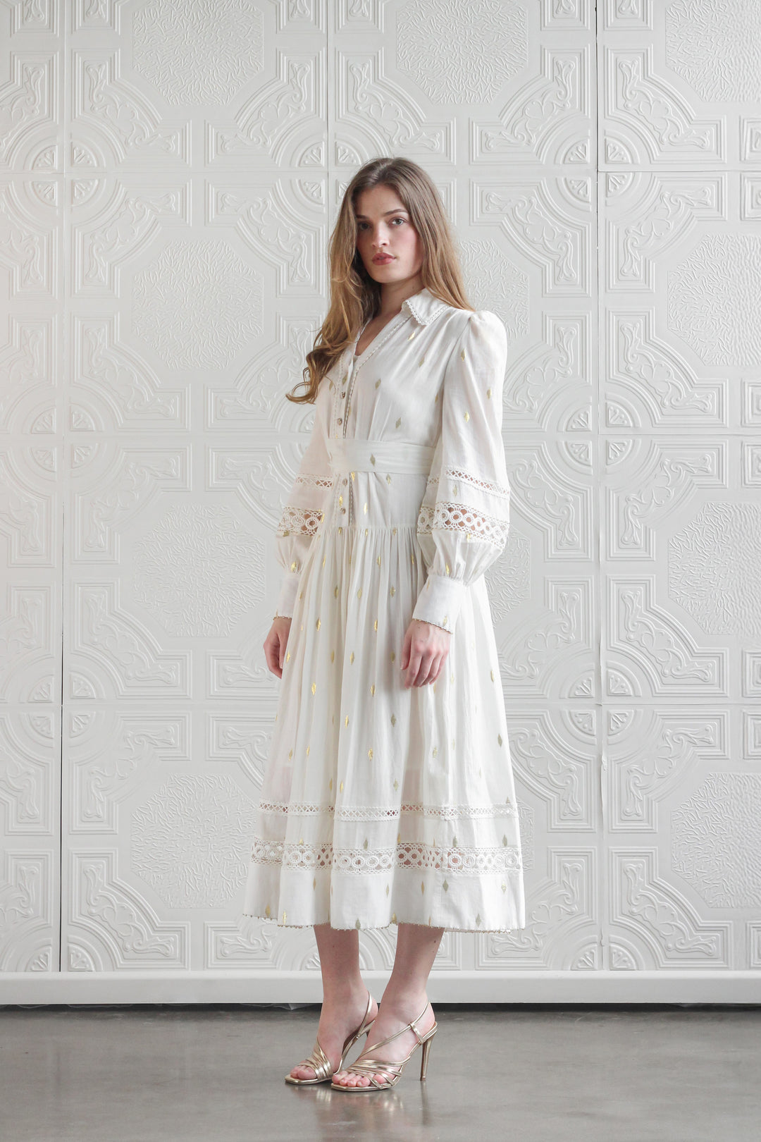 Trench Maxi Dress in Off White