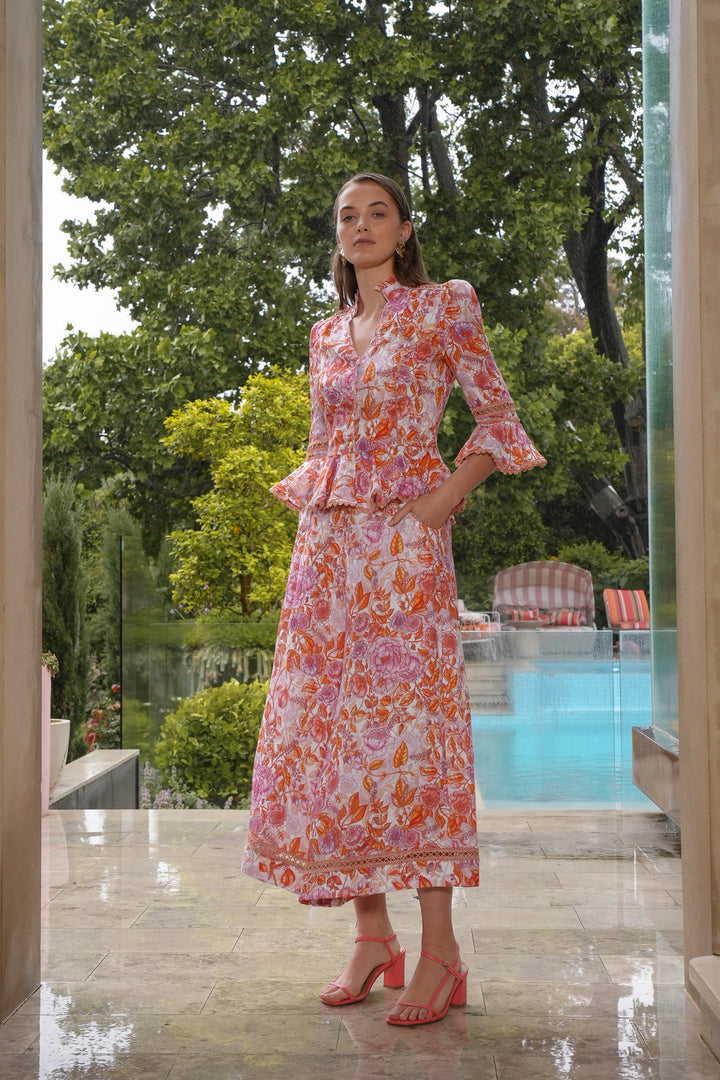 Peplum Cropped Jacket in Jardin Bouquet