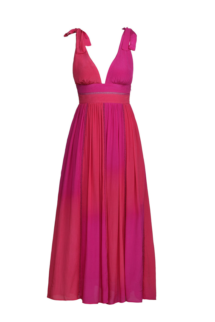 Panelled Maxi Dress in Pink Ombre