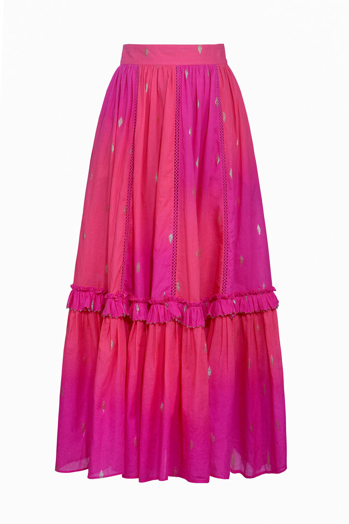 Ruffle Maxi Skirt in Pink Ombre