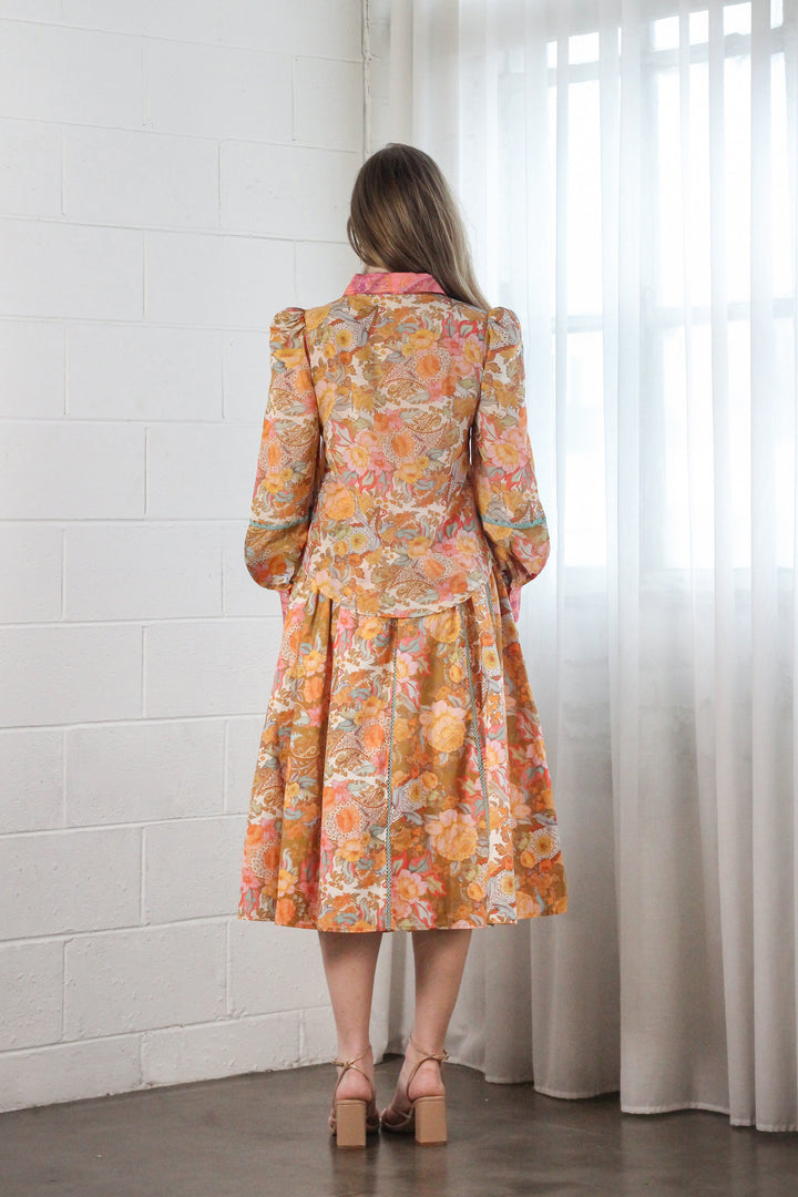 Pintuck Collar Blouse in Champagne Picnic