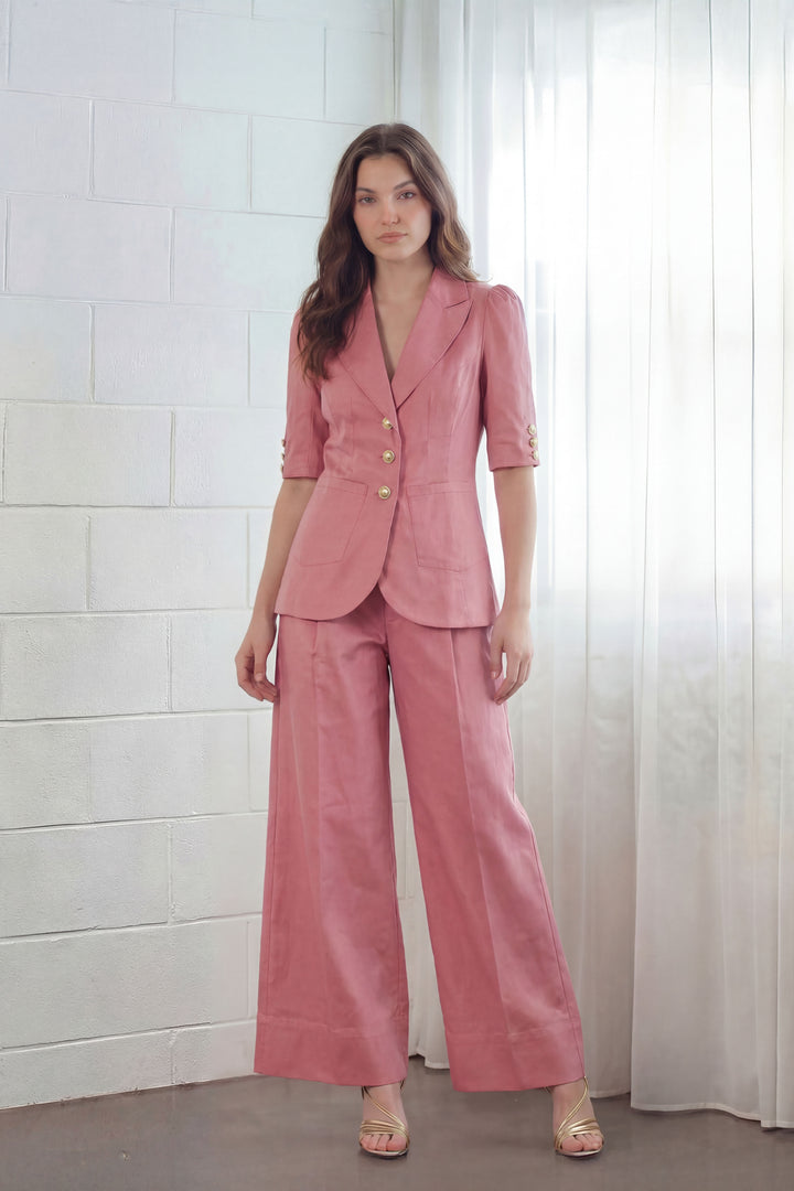 Pleated Crop Pant in Dusk Pink