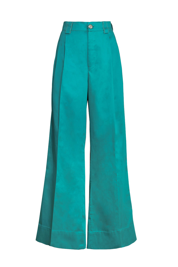 Pleated Trouser in Turquoise