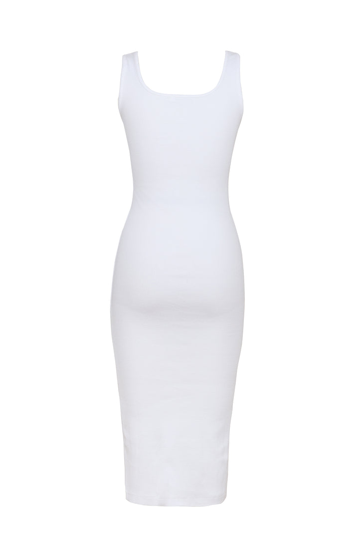 Rib Dress in White