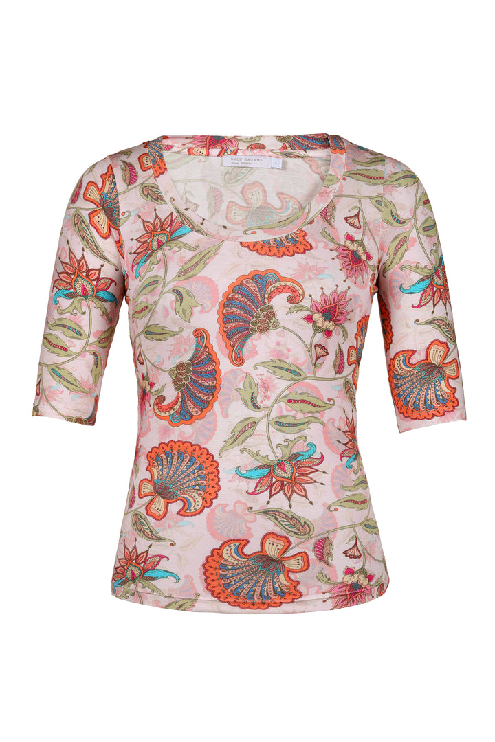 Fitted Tee in Blush Florentine