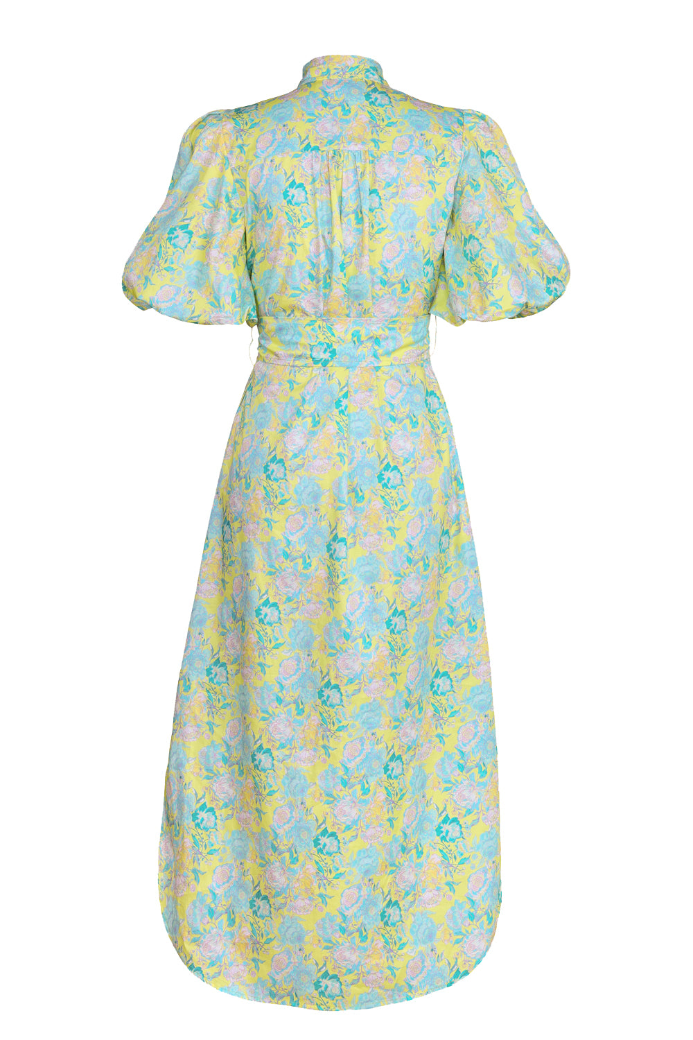 Puff Sleeve Shirt Dress in Rose Azure