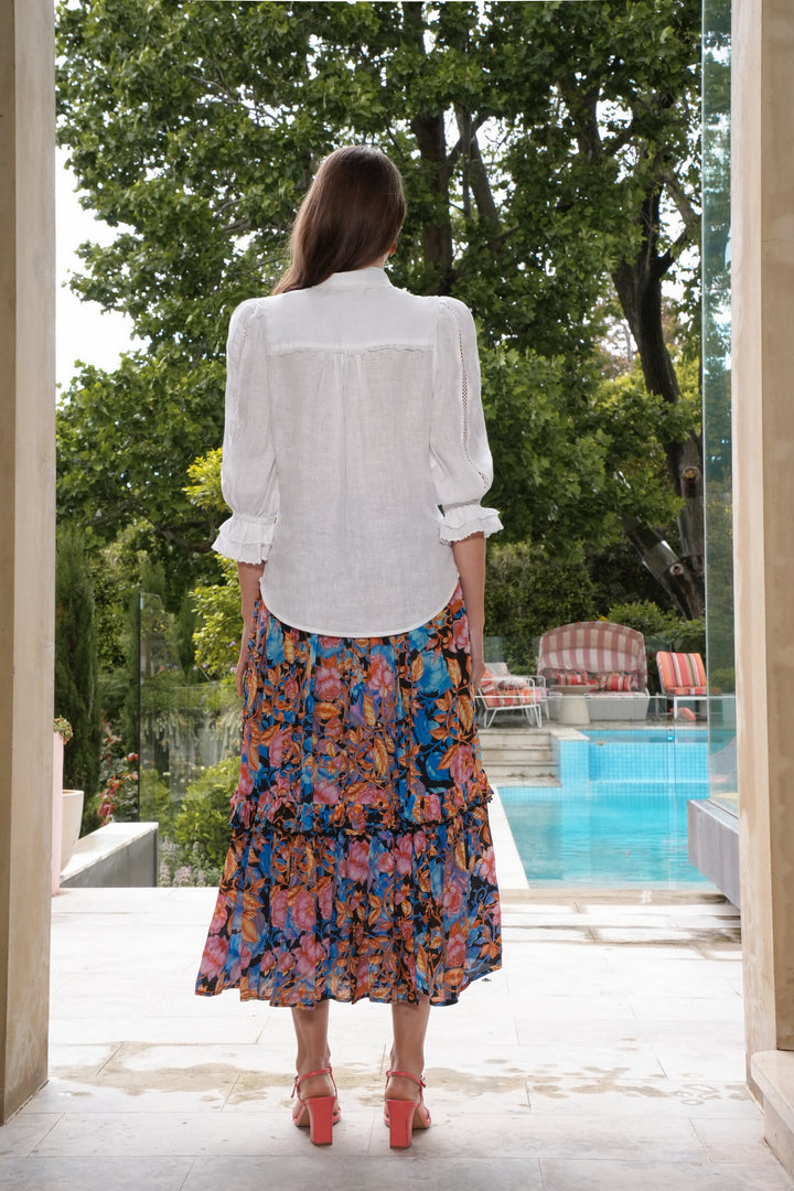 Ruffle Blouse in White