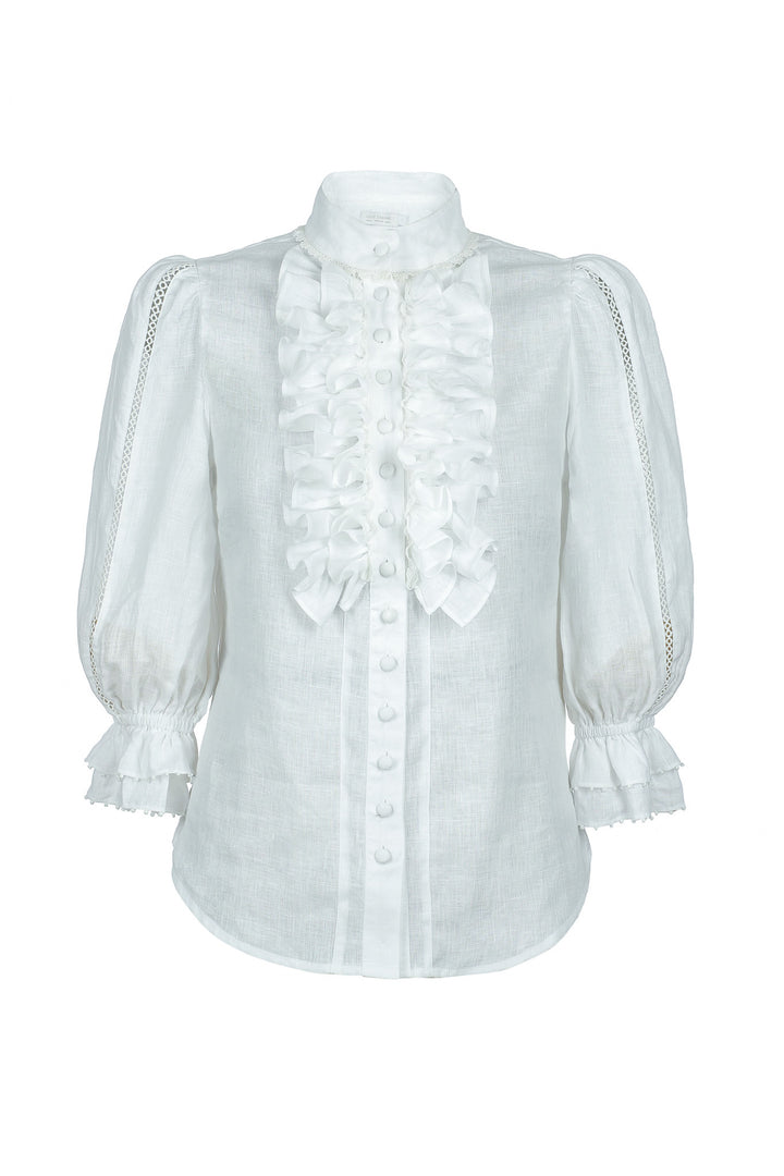 Ruffle Blouse in White