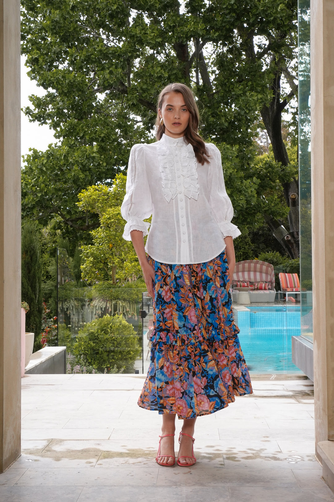 Ruffle Blouse in White