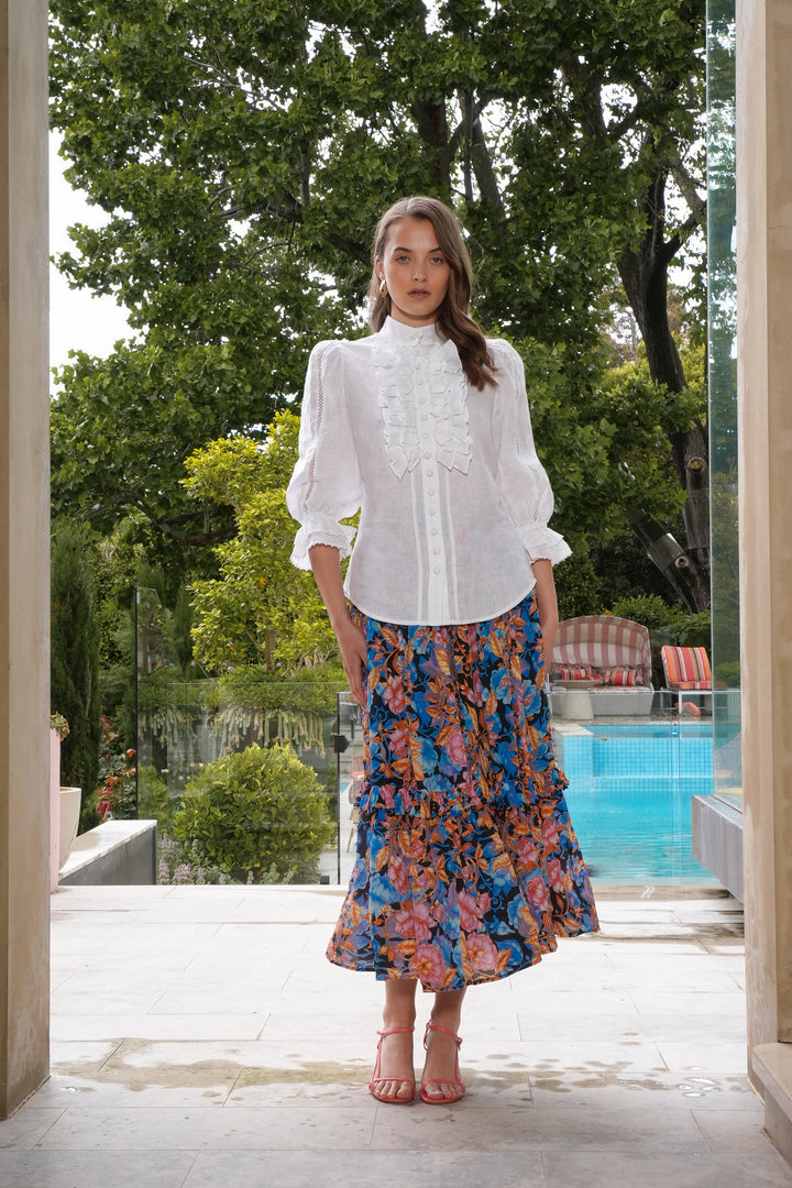 Ruffle Blouse in White
