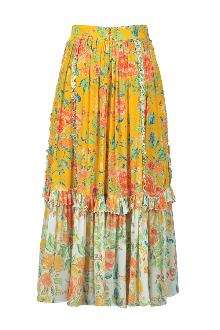 Ruffle Maxi Skirt in Citrus Bloom