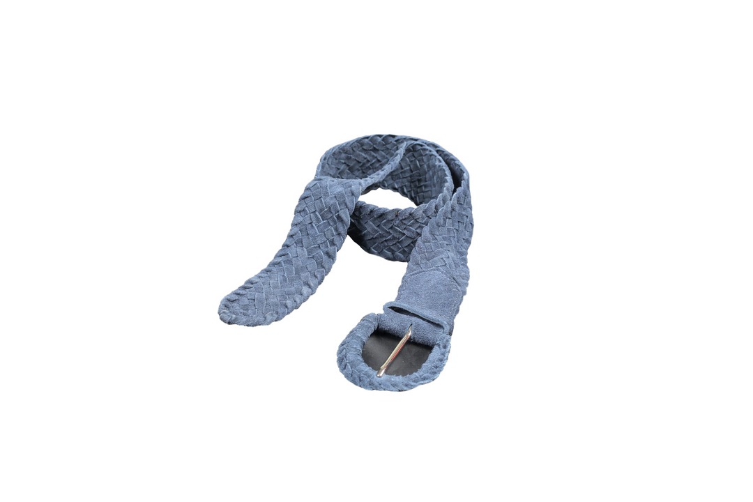 Serena Braided Suede Belt in Navy