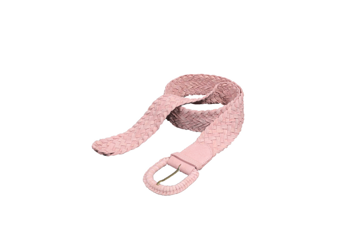 Serena Braided Suede Belt in Powder Pink