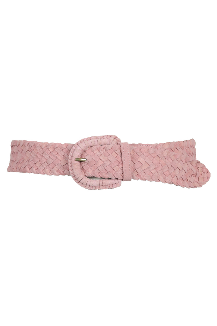Serena Braided Suede Belt in Powder Pink