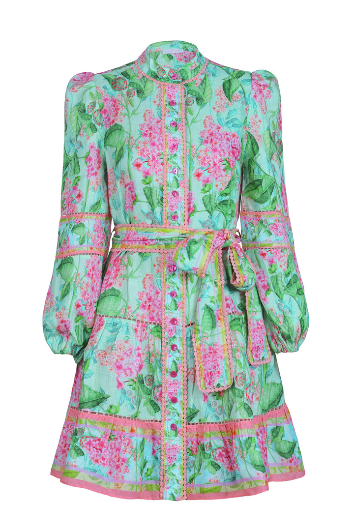 Border Mini Dress in Emerald Sardinia