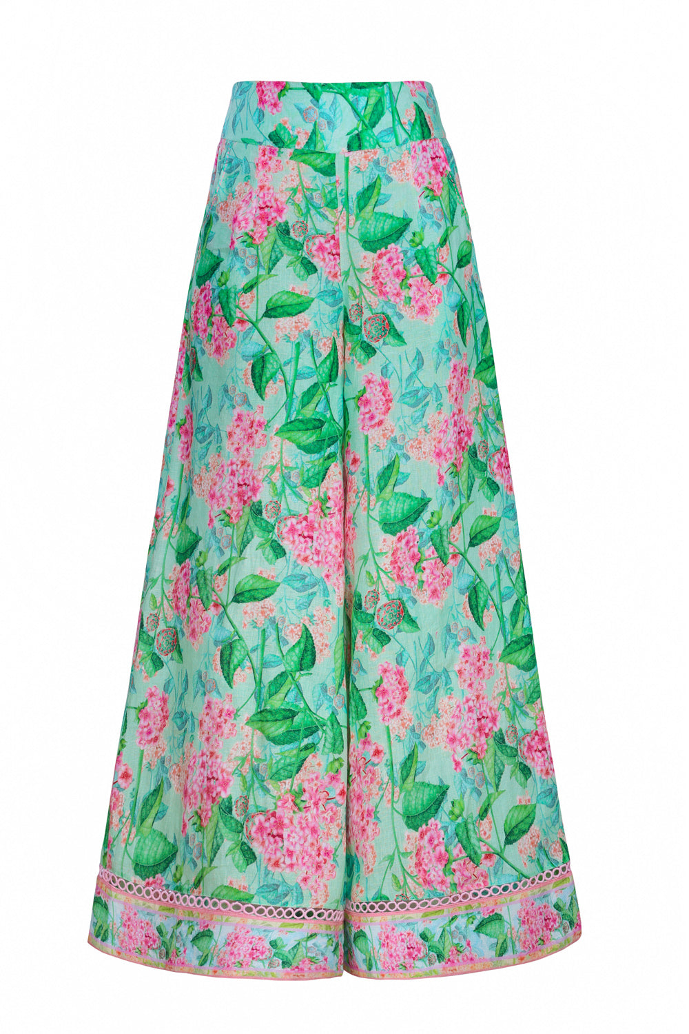 Wide Culotte Pants in Emerald Sardinia