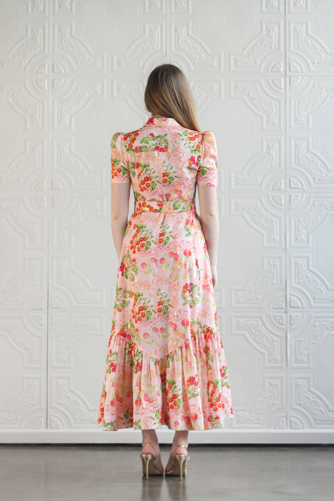 Short Sleeve Trench Maxi Dress in Sardinia Tomato Medley