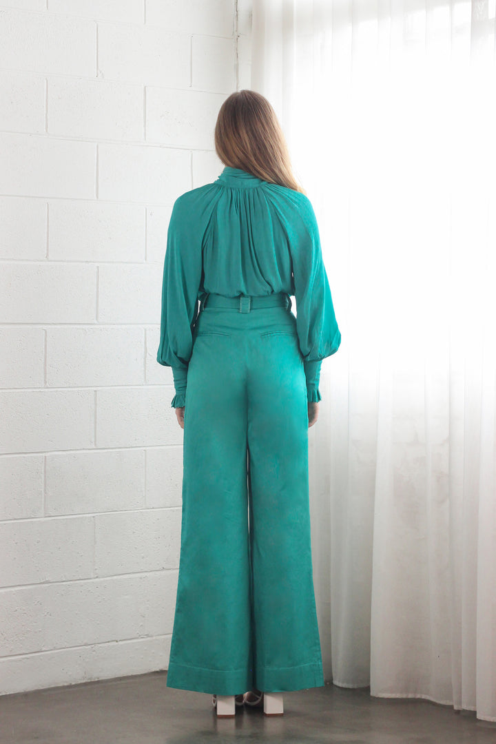 Sash Tie Blouse in Turquoise