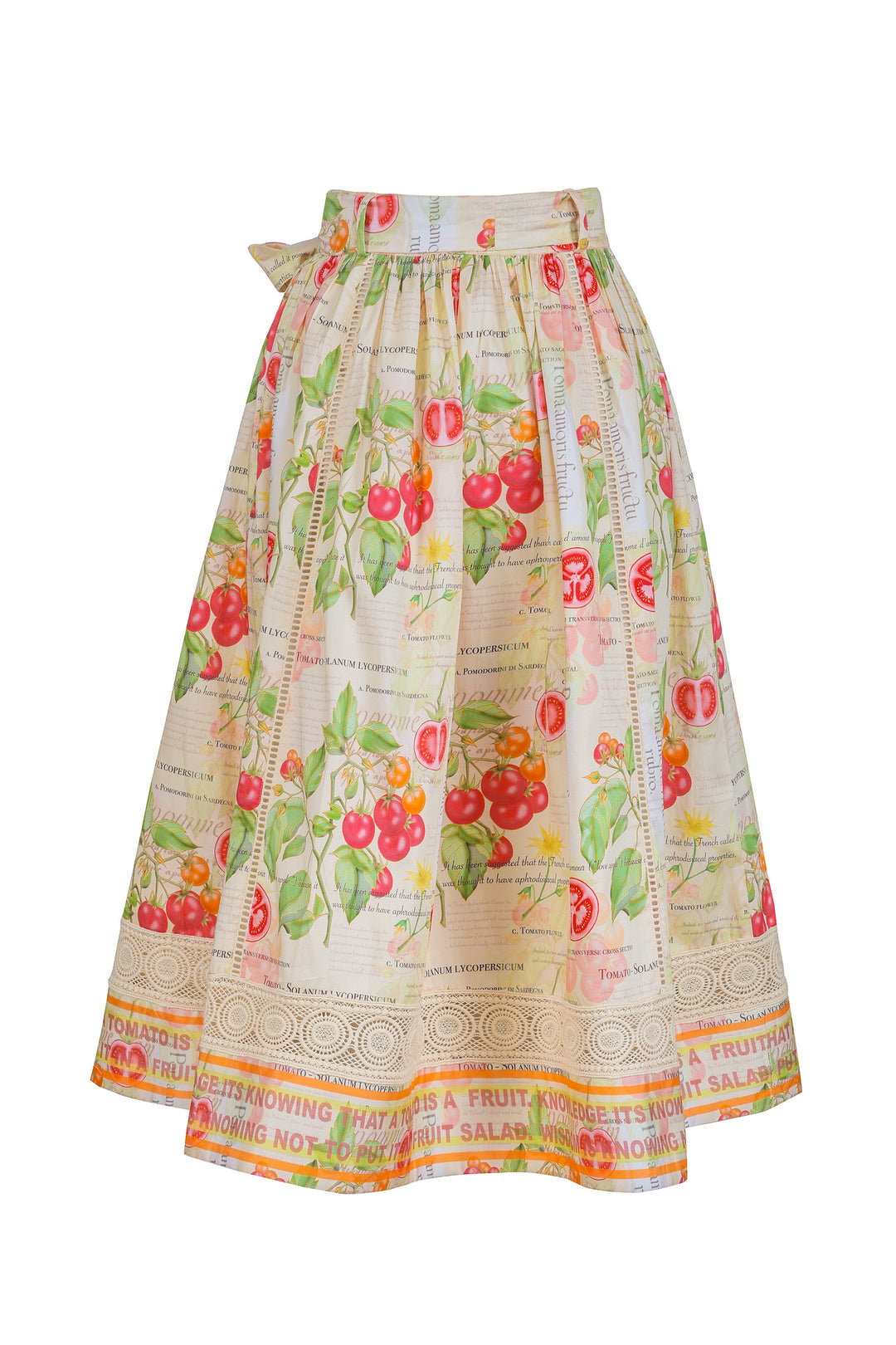 Sash Tie Midi Skirt in Tomato Anatomica