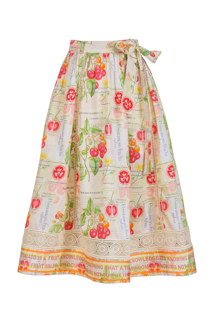 Sash Tie Midi Skirt in Tomato Anatomica