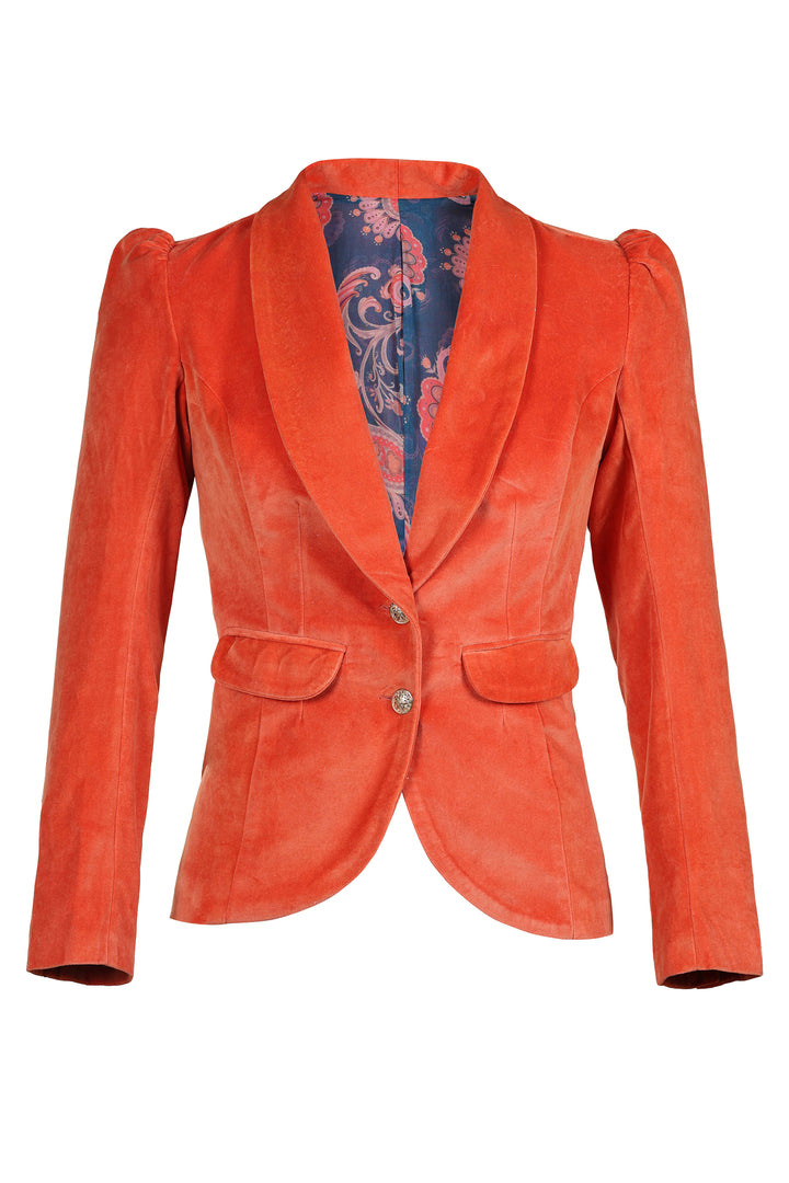 Shawl Collar Blazer in Orange Flame