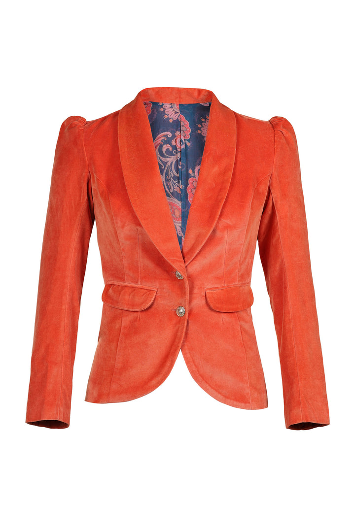 Shawl Collar Blazer in Orange Flame