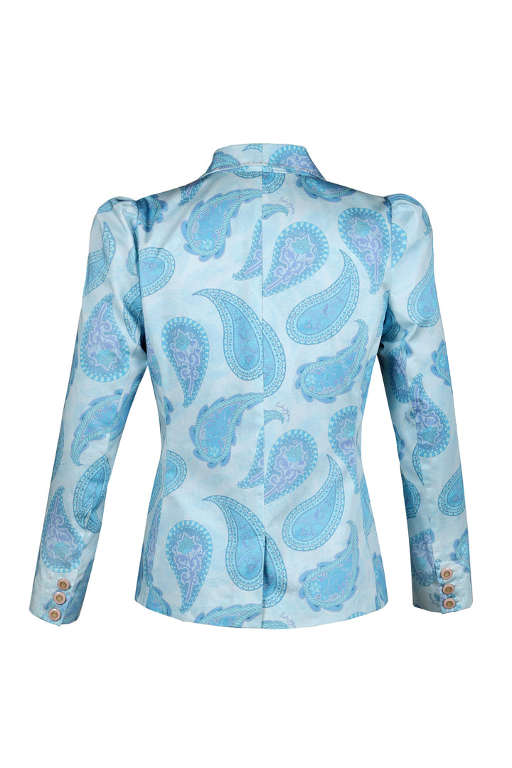 Shawl Collar Blazer in Sky Flora