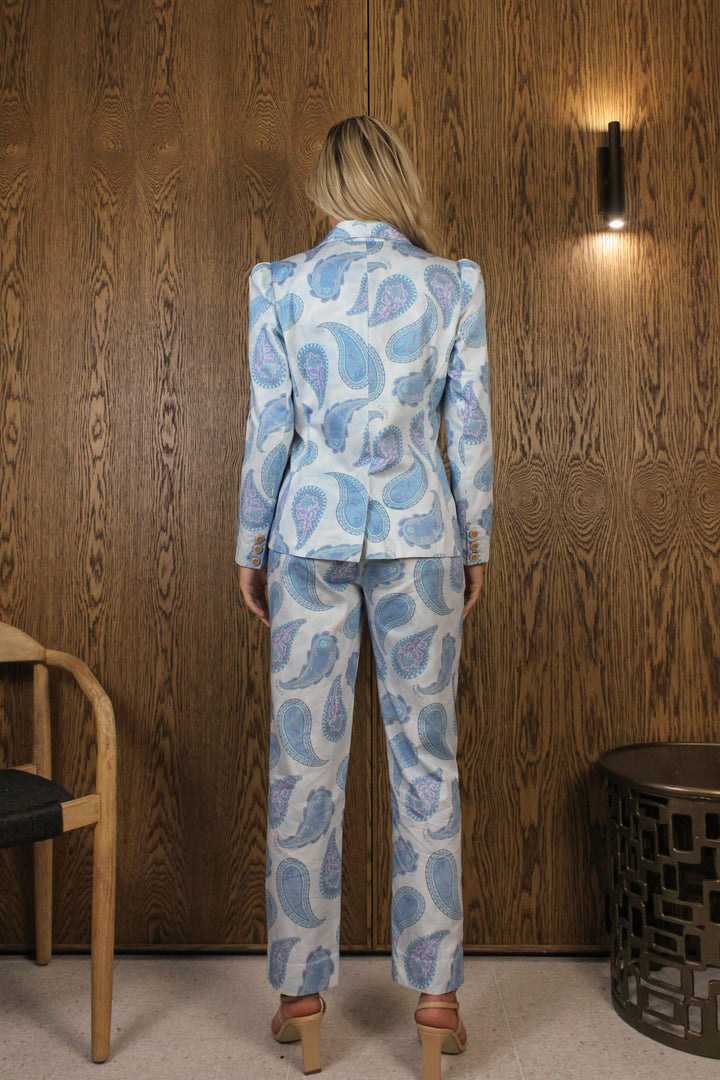 Shawl Collar Blazer in Sky Flora
