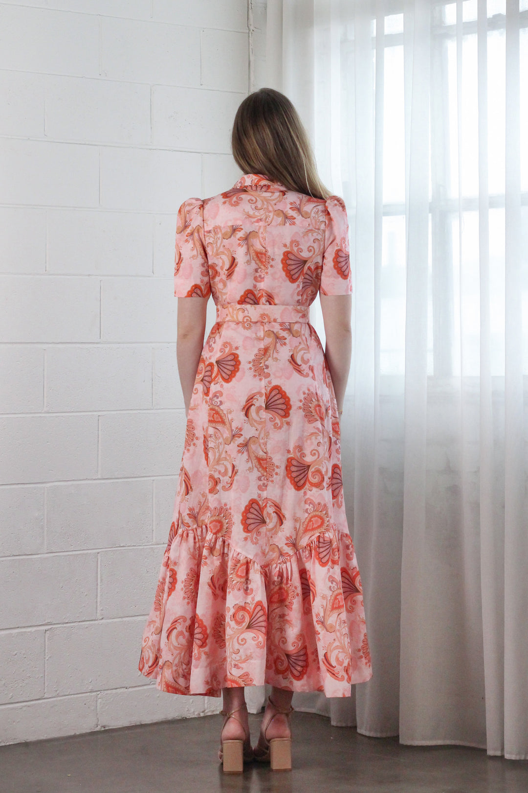 Short Sleeve Trench Maxi Dress in Bronze Mirage