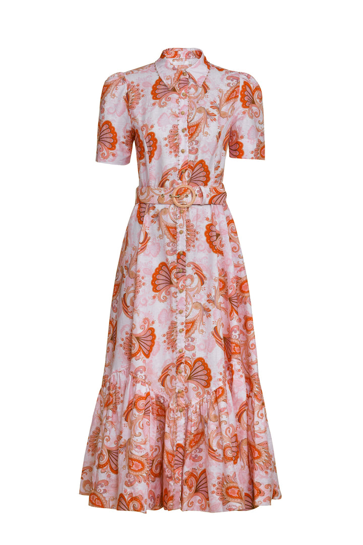 Short Sleeve Trench Maxi Dress in Bronze Mirage