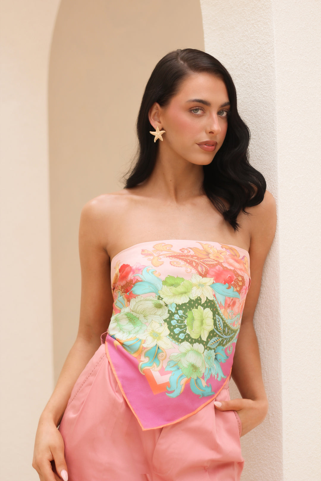 Silk Scarf in Blush Romance