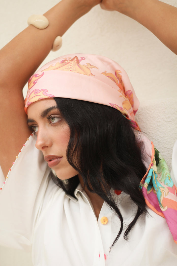 Silk Scarf in Blush Romance