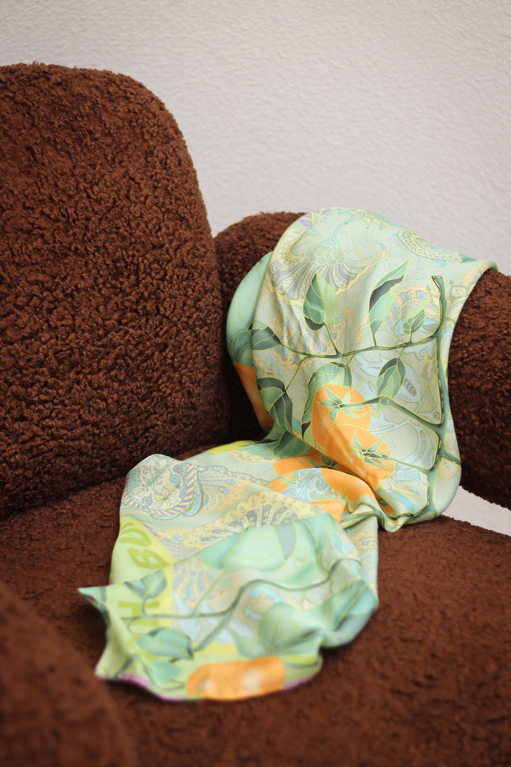 Silk Scarf in Golden Pomme