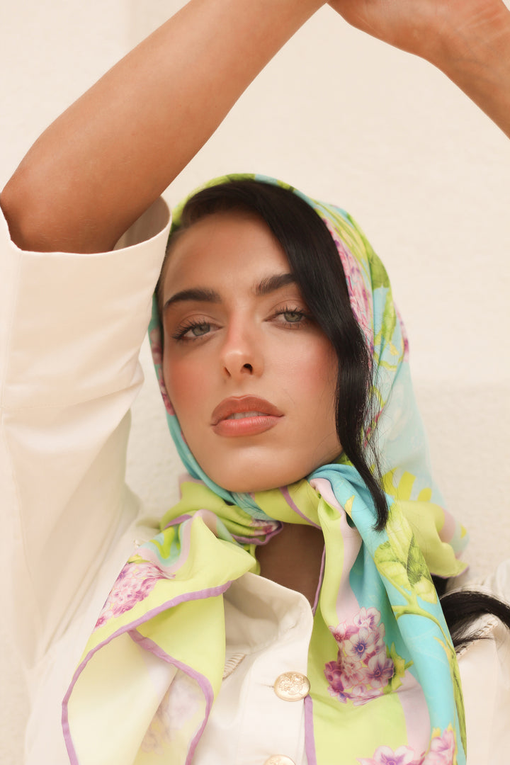 Silk Scarf in Lilac Flora