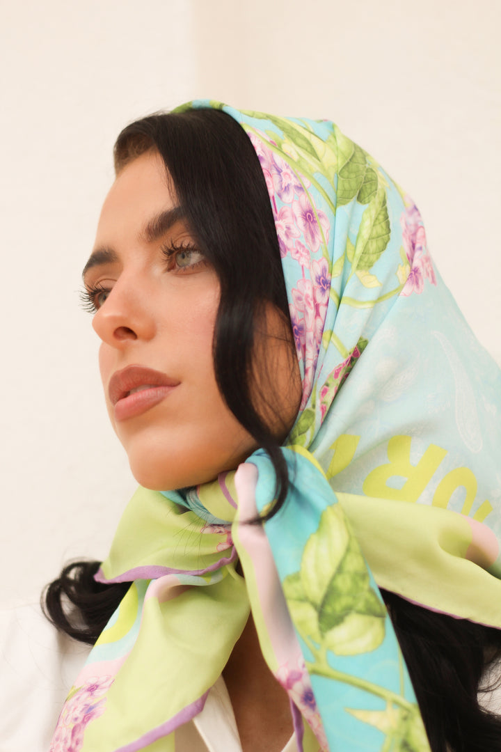 Silk Scarf in Lilac Flora