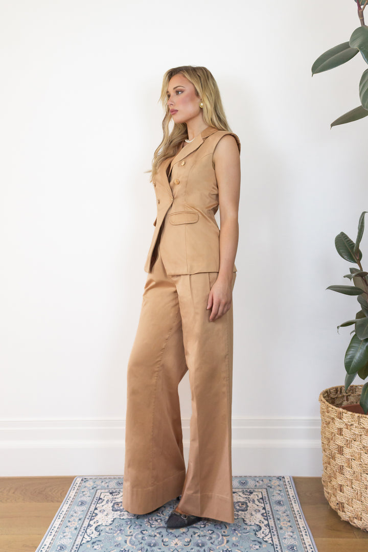 Sleeveless Blazer in Bronze