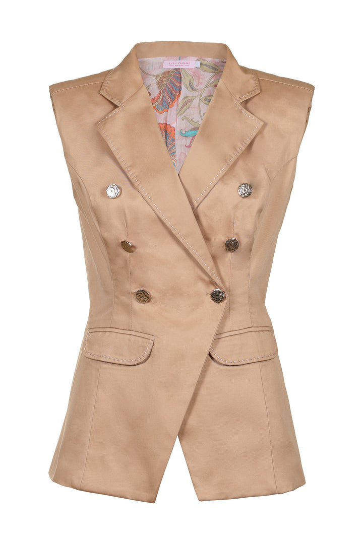 Sleeveless Blazer in Bronze