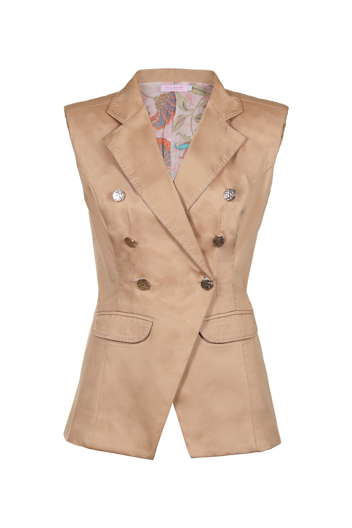 Sleeveless Blazer in Bronze