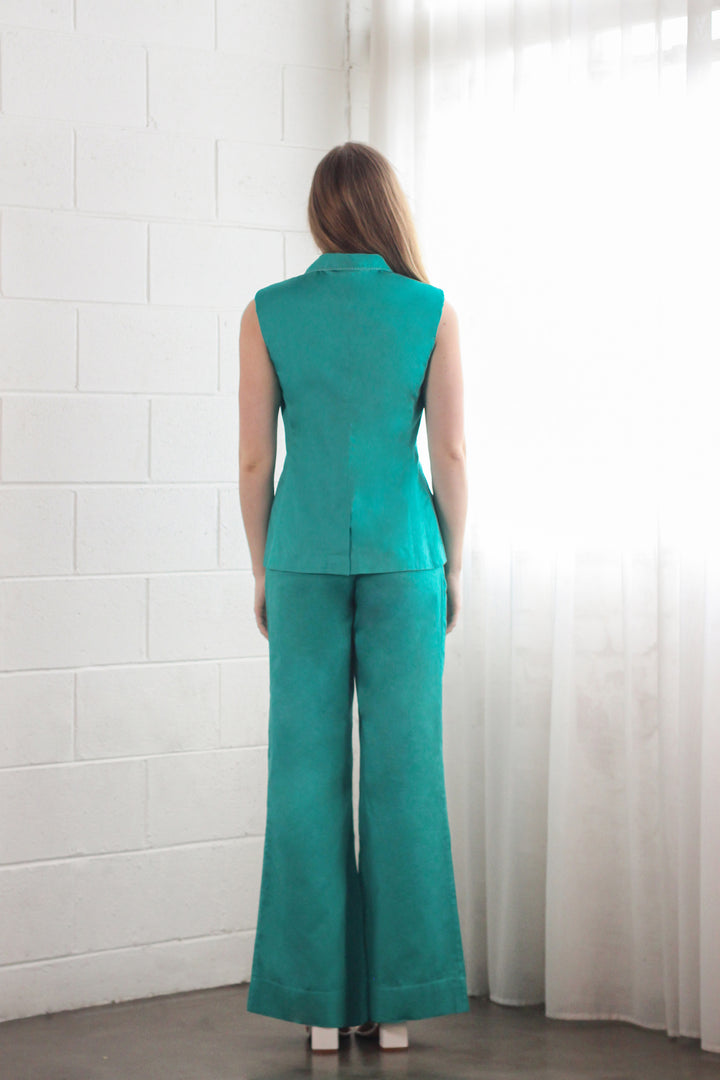 Sleeveless Blazer in Turquoise