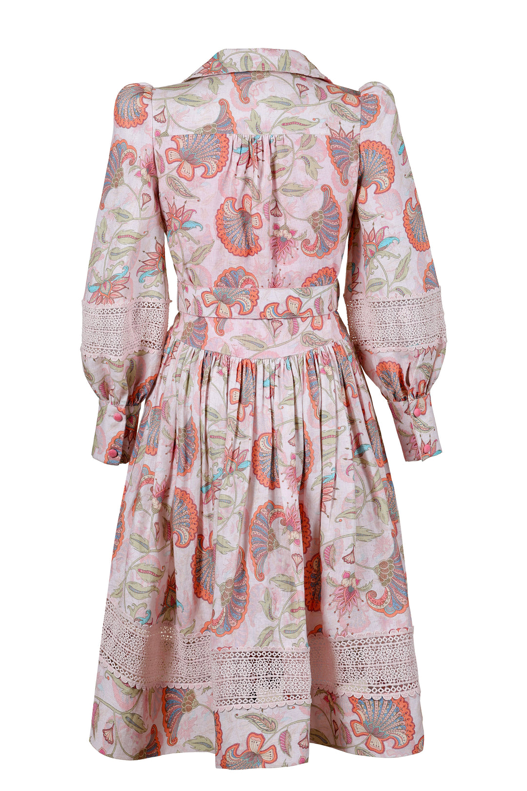 Spread Collar Trench Dress in Blush Florentine