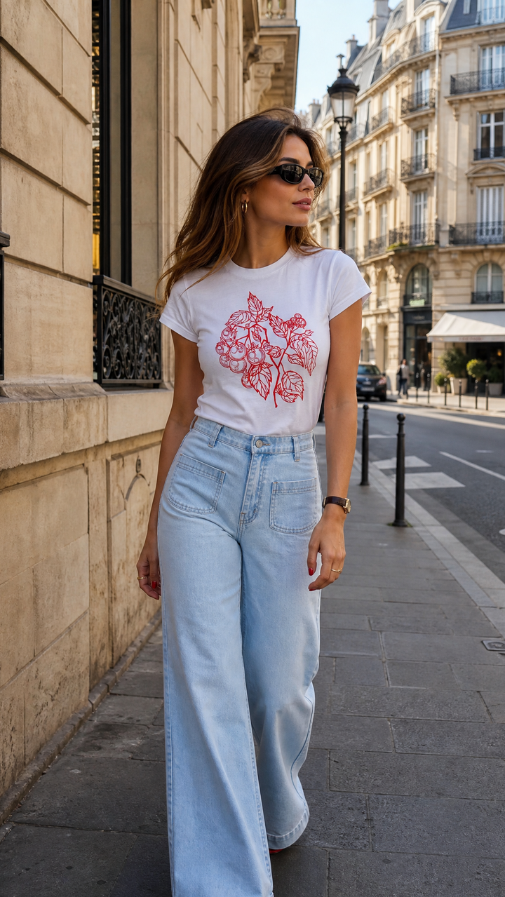 Embroidered Straight Leg Jean in Light Wash