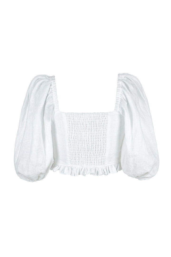 Sweetheart Crop Blouse in White