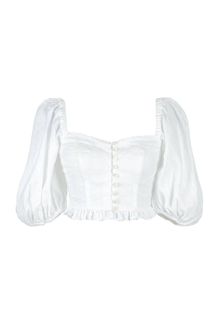 Sweetheart Crop Blouse in White