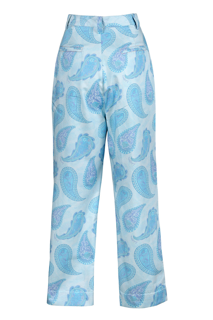 Tailored Ankle Pant in Sky Flora