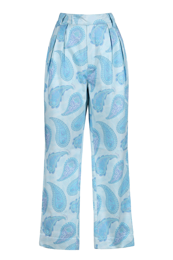 Tailored Ankle Pant in Sky Flora