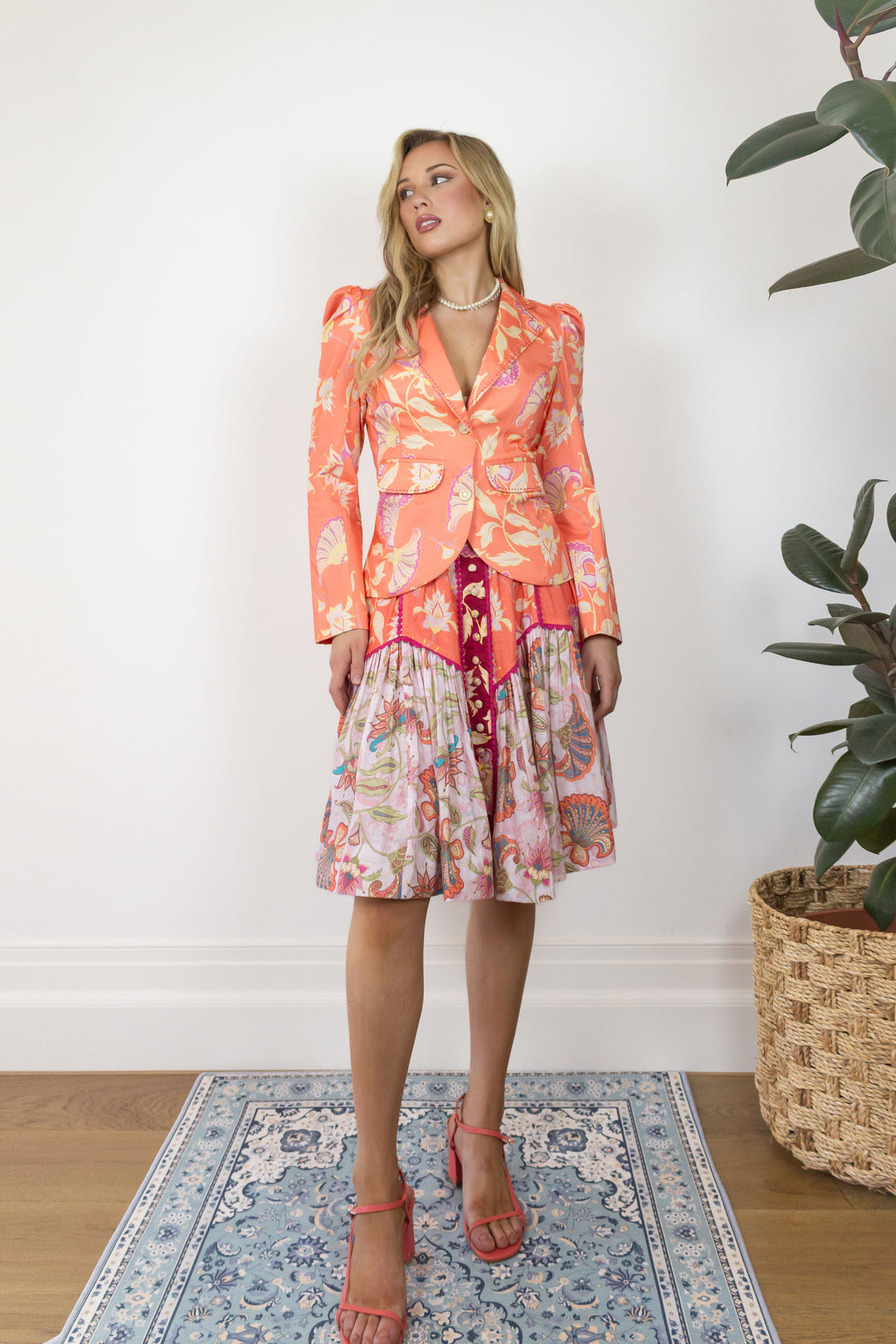 Tailored Blazer in Pumpkin Florentine