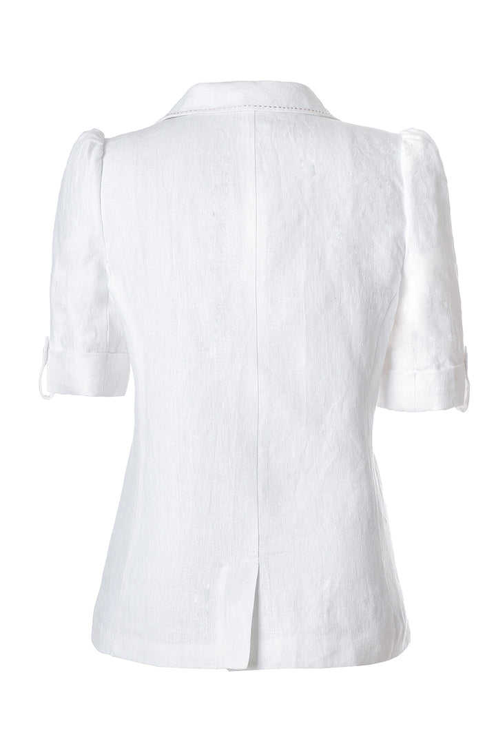 Short Sleeve Tailored Blazer in White