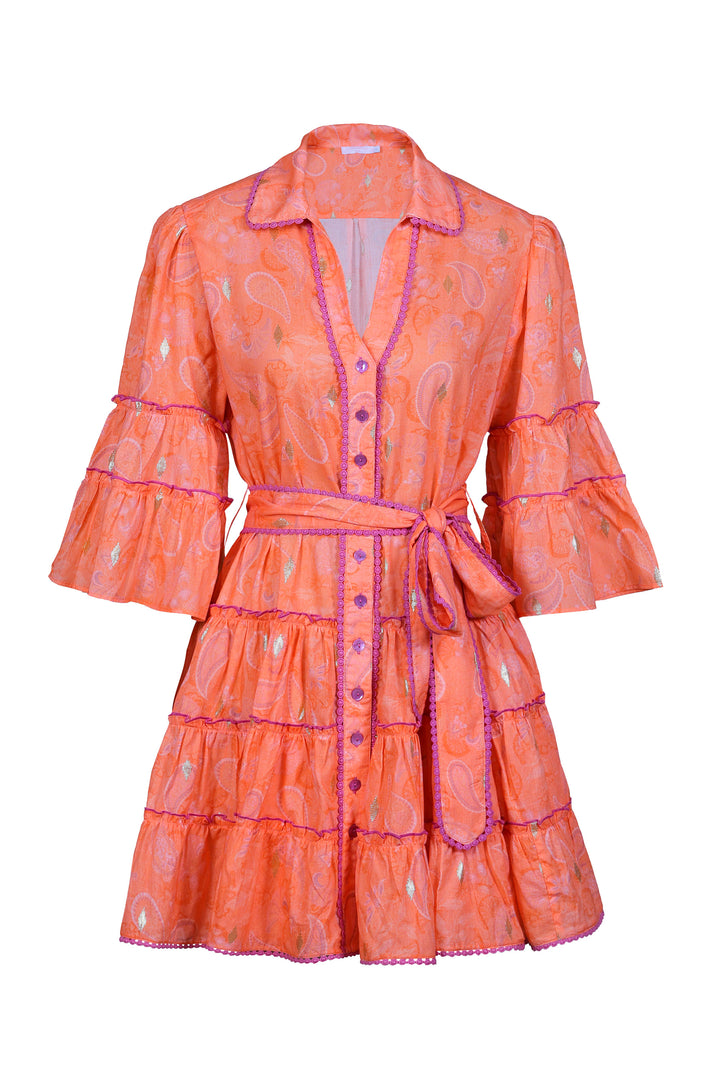 Tiered Mini Dress in Blushing Paisley