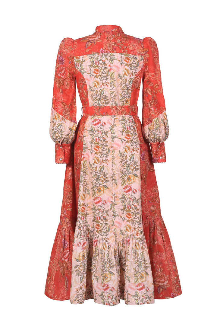 Trench Maxi Dress in Coral Vine