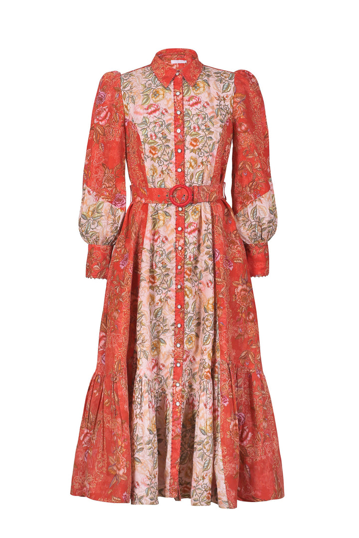 Trench Maxi Dress in Coral Vine